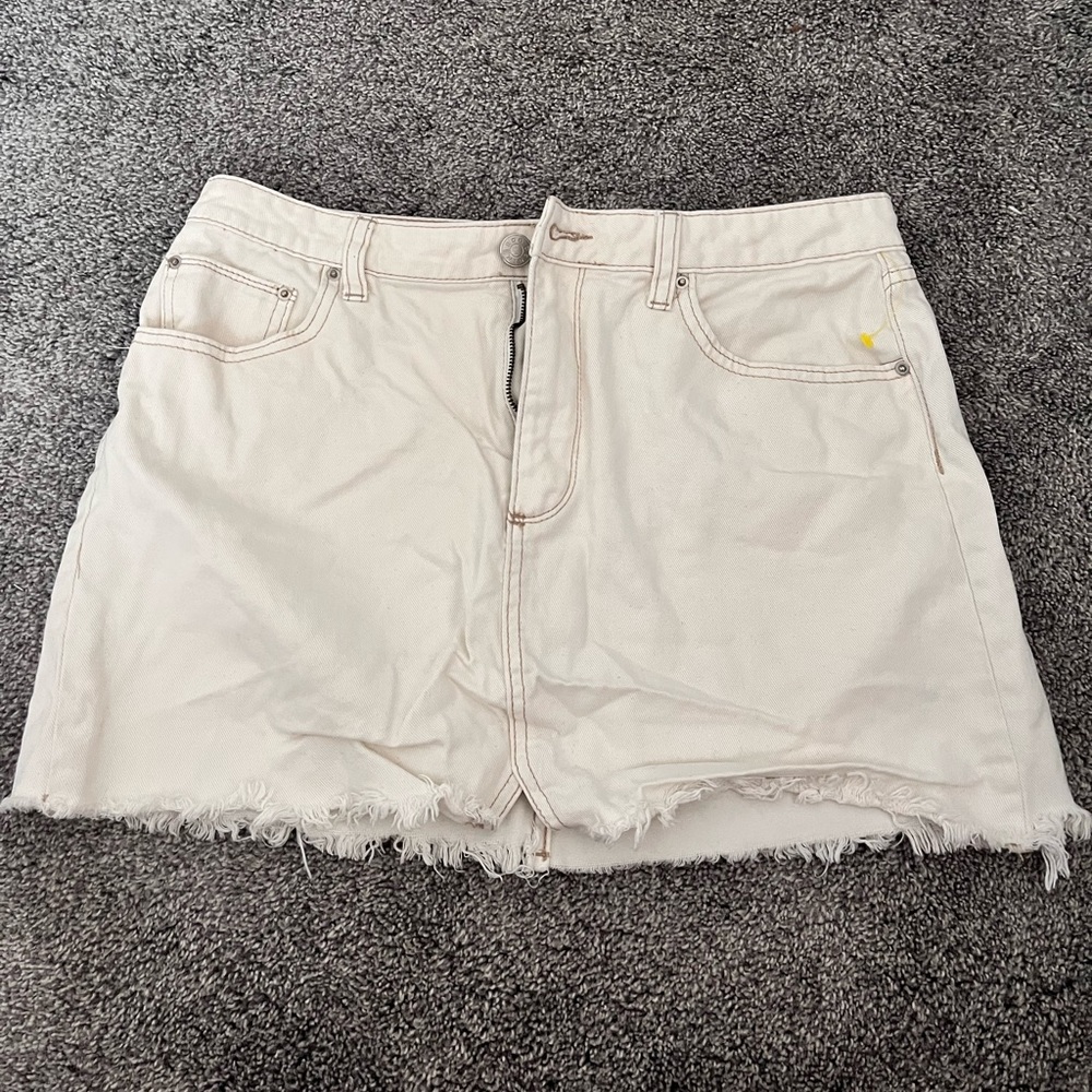 Cream/White Denim Skirt